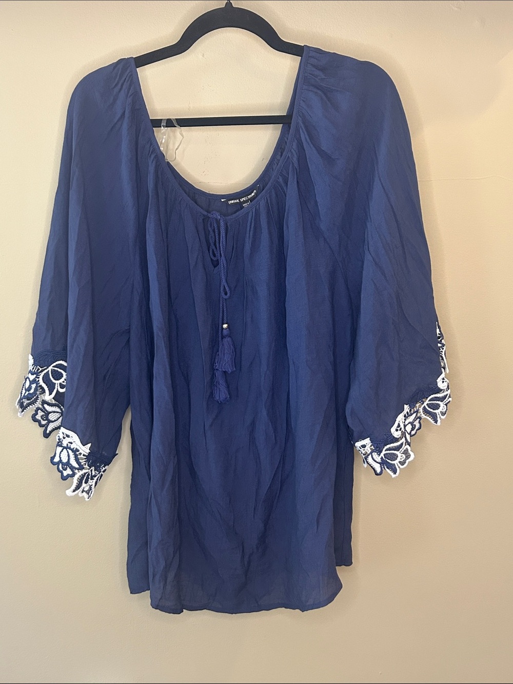 Unique Spectrum Navy Tunic with White Embroidered Cuffs